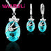 New Fashion Jewelry Sets Women 925 Sterling Silver Crystal Pendant Wedding Necklace Earrings Set