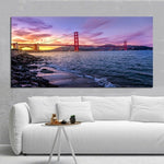 Abstract Oil Painting Bridge Ocean Sky Poster Scenery Picture Home Decoration