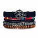 Vintage Black Bead Bracelets Men Fashion Multilayer Leather Bracelet