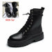 White Black PU Leather Ankle Boots Women Autumn Winter Round Toe Lace Up Shoes