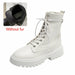 White Black PU Leather Ankle Boots Women Autumn Winter Round Toe Lace Up Shoes