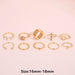 New Arrival Vintage 8Pcs/Set Fairy Colorful Stone Metallic Fashion Finger Rings