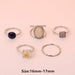 New Arrival Vintage 8Pcs/Set Fairy Colorful Stone Metallic Fashion Finger Rings