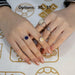 New Arrival Vintage 8Pcs/Set Fairy Colorful Stone Metallic Fashion Finger Rings