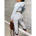 Women 2 Piece Outfits Long Sleeve Off Shoulder Crop Tops Pants Set Casual Sportswear