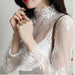 Transparent Korean Loose Women Lace Blouse Bottoming Tops