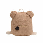 Portable Travel Bag Casual Fleece Women's Cute Bear Shaped Shoulder Backpack