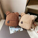 Portable Travel Bag Casual Fleece Women's Cute Bear Shaped Shoulder Backpack