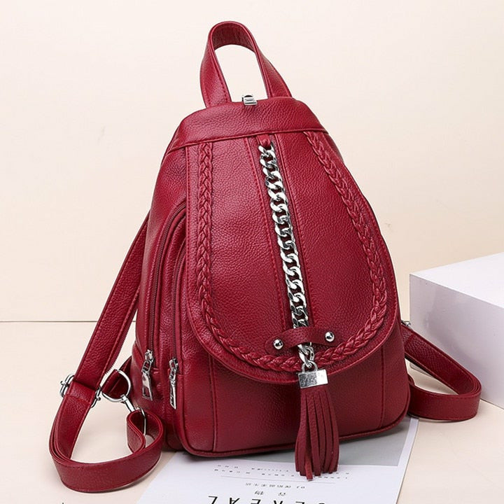 backpack purse soft leather Women Backpack Soft PU Leather Multifunctional Shoulder Travel Bags Black