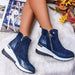 New Suede Women Fashion Shoes Casual Zipper Sneakers Waterproof Shoes