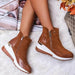 New Suede Women Fashion Shoes Casual Zipper Sneakers Waterproof Shoes