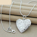 925 Sterling Silver Heart Shape Photo Frame Pendant Necklace Women Jewelry