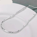 925 Sterling Silver Snake Chain Beads Necklace For Women Man Fashion Jewelry