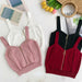 Women Crop Top Zipper Fly Stretchy Knitted Women Sleeveless Tops