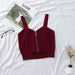 Women Crop Top Zipper Fly Stretchy Knitted Women Sleeveless Tops