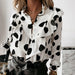 Ruffled Polka Dot Print Women's Long Sleeve Female Tops Elegant Office Ladies Clothes