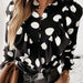 Ruffled Polka Dot Print Women's Long Sleeve Female Tops Elegant Office Ladies Clothes
