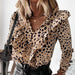 Ruffled Polka Dot Print Women's Long Sleeve Female Tops Elegant Office Ladies Clothes