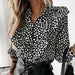 Ruffled Polka Dot Print Women's Long Sleeve Female Tops Elegant Office Ladies Clothes