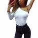 Bodysuit Women Sexy One Shoulder Long Sleeve Slim Jumpsuits Solid Color Bodysuit
