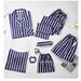 Women Pajamas Set Silk Summer Sexy Long Sleeve Shirt Pants Lingerie Striped Sleepwear