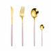 Stainless Steel Golden Cutlery Set Luxury Mirror Polishing Fork Spoons Knives 4Pcs Set