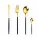 Stainless Steel Golden Cutlery Set Luxury Mirror Polishing Fork Spoons Knives 4Pcs Set
