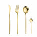 Stainless Steel Golden Cutlery Set Luxury Mirror Polishing Fork Spoons Knives 4Pcs Set