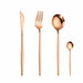 Stainless Steel Golden Cutlery Set Luxury Mirror Polishing Fork Spoons Knives 4Pcs Set
