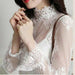 Transparent Korean Loose Women Lace Blouse Bottoming Tops