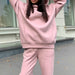 Women Elegant Solid Sets Hoodie Sweatshirts And Long Pant Fashion Two Pieces Set