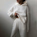 Women Elegant Solid Sets Hoodie Sweatshirts And Long Pant Fashion Two Pieces Set