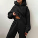 Women Elegant Solid Sets Hoodie Sweatshirts And Long Pant Fashion Two Pieces Set