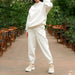 Women Elegant Solid Sets Hoodie Sweatshirts And Long Pant Fashion Two Pieces Set