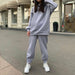 Women Elegant Solid Sets Hoodie Sweatshirts And Long Pant Fashion Two Pieces Set