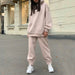 Women Elegant Solid Sets Hoodie Sweatshirts And Long Pant Fashion Two Pieces Set