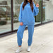 Women Elegant Solid Sets Hoodie Sweatshirts And Long Pant Fashion Two Pieces Set