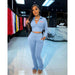 Women 2 Piece Outfits Long Sleeve Off Shoulder Crop Tops Pants Set Casual Sportswear