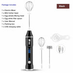 LCD Display Electric Handheld Blender USB Rechargeable 3-Speed Mixer For Coffee Egg Milk Latte Cappuccino