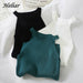 Women Crop Tops Off Shoulder Knitted Tank Tops O-Neck Sleeveless Solid Casual Tops