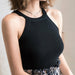 Women Crop Tops Off Shoulder Knitted Tank Tops O-Neck Sleeveless Solid Casual Tops