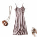 Women Satin Dress Luxury Shiny Sundress Sexy Imitation Silk Fashion Dress