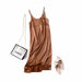Women Satin Dress Luxury Shiny Sundress Sexy Imitation Silk Fashion Dress
