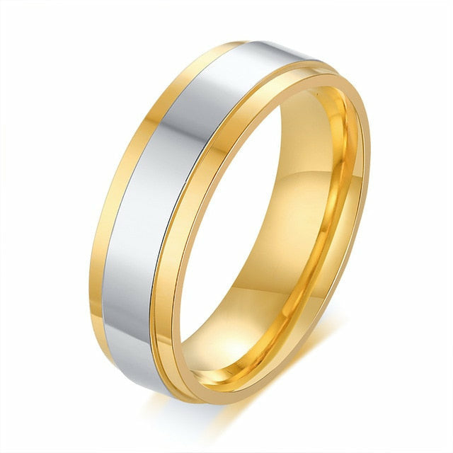 New Fashion Design Titanium Steel Rings Gold Wedding Band Couple Rings ...