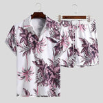 Men's Hawaiian Sets Beach Summer Printing Short Sleeve Lapel Shirts Shorts 2 Pieces Set