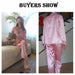 Women 2 Pieces Faux Silk Satin Pajamas Set Short & Long Sleeve Sleepwear