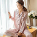Women 2 Pieces Faux Silk Satin Pajamas Set Short & Long Sleeve Sleepwear
