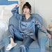 Women 2 Pieces Faux Silk Satin Pajamas Set Short & Long Sleeve Sleepwear