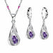 Sterling Silver Wedding Party Jewelry Sets Crystals Pendant Necklace Earrings Jewelry