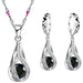 Sterling Silver Wedding Party Jewelry Sets Crystals Pendant Necklace Earrings Jewelry
